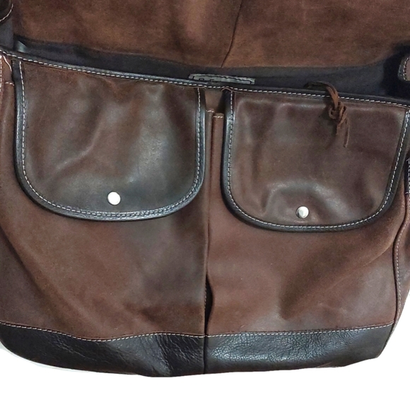 New Pelle Studio Unisex Large Premium Brown Leather Messanger/Laptop Bag w/Strap - Picture 8 of 11